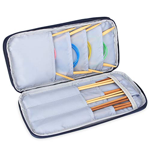 Teamoy Knitting Needle Storage Case for Circular Needles, Knitting Needles (up to 25cm), Crochet Hooks, Lace Hooks, Scissors, Sewing Needles, and Stit