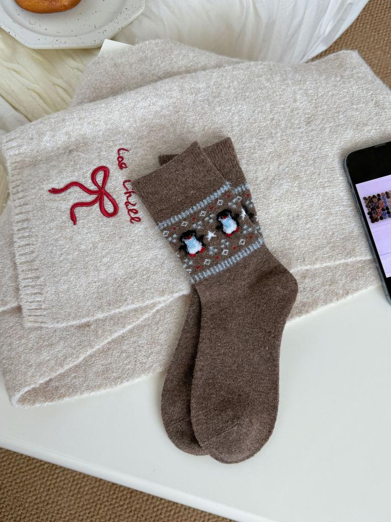 Tutu Bear Bear, Thickened Warm Cartoon Medium Tube Socks Wool Socks Stacking Socks Children
