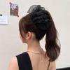 Double-sided Bow Hair Claw Dots Mesh Ponytail Clip Elegant Bow Shark Clip  Lady