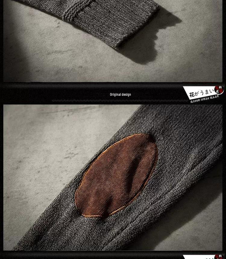 Men's Retro Korean Style Knit Pullover: Warm, Thickened, Round Neck, Long Sleeve for Autumn and Winter.