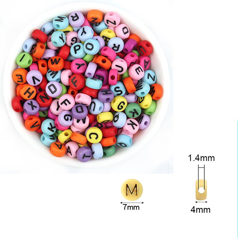 100pcs/Lot Mixed Round Flat Acrylic Letter Beads Alphabet Digital Cube Loose Spacer Beads For Jewelry Making Diy Bracelet