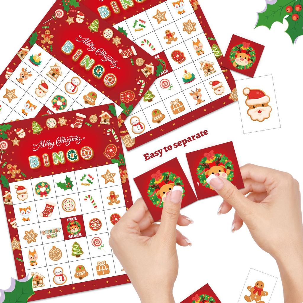 2026 Christmas Halloween Bingo Game Cards 33 Pcs Set | Family Party Holiday Games | Fun Bingo Cards for Kids Adults