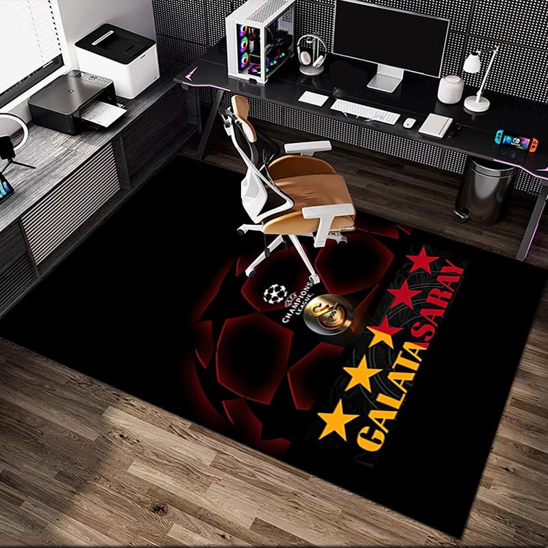 [1pc Galatasaray SK Office Carpet] Easy Maintenance Chair Rug for Conference Room Use, Durable Area Sofa Floor Mat
