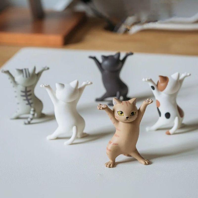 Charming Cat Figure Pen Holder Jewelry Stand And Earphone Support In Sturdy Pvc Material
