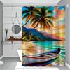 Beach Scenery Shower Curtain Bath Curtain Print Polyester Fabric Waterproof Bathroom Curtains With Hooks Bath Screen