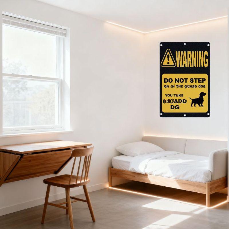 Humorous Warning Metal Tin Sign 'DO NOT STEP ON THE GUARD DOG' with Dachshund Silhouette for Home/Man Cave Decor