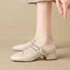 Women's Summer Retro Chunky Heel Sandals French Style Mid-heel Mary Jane Shoes