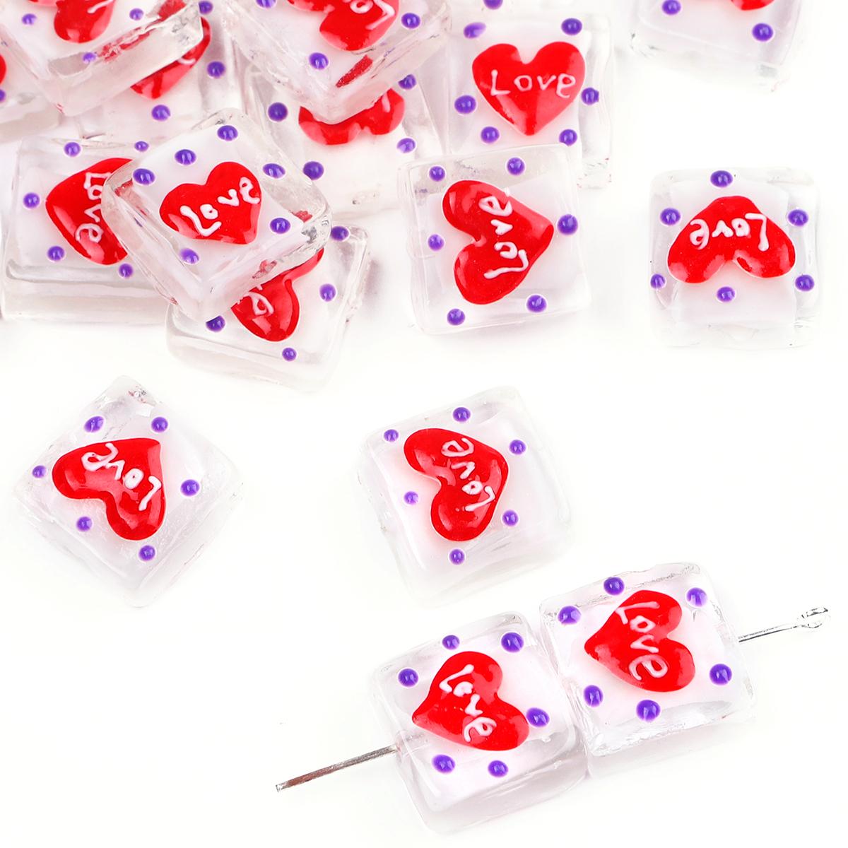 

1 шт., 15 мм, разнообразный узор в форме сердца любви, цветная глазурь, квадратный стеклянный кулон от руки для изготовления ювелирных изделий, браслет, ожерелье, серьги 15mm 1pcs