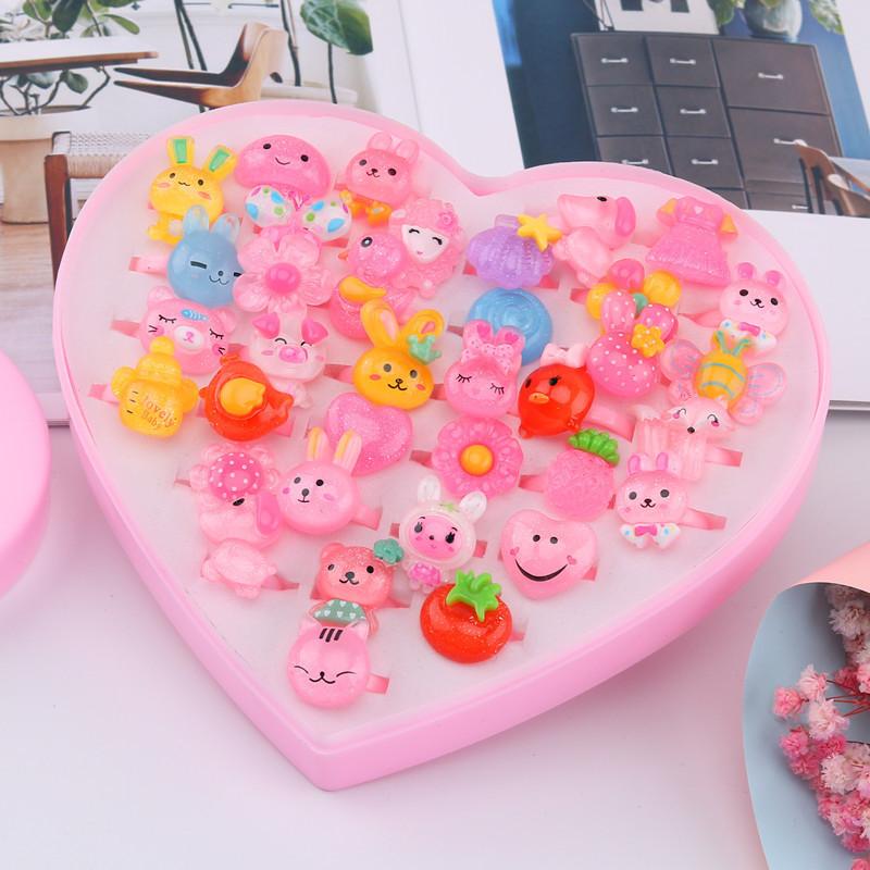 36 Pieces Children's Ring - Diamond-Style Crystal Toy Cartoon Rings With box
