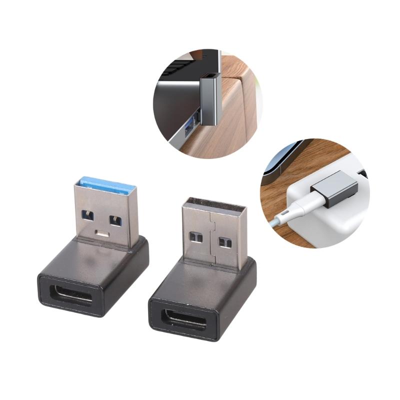 2 Piece 90 Degree USB To USB C Adapter USB3.0 Male To Type C Female Converter Charging Converter Support Data Transfer