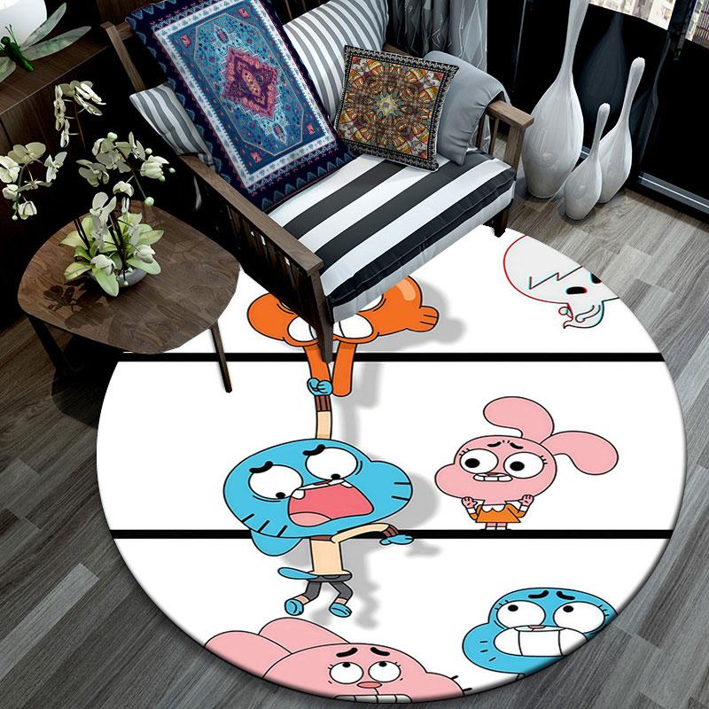 Gumball Cartoon pattern round rug,Carpet Rug for Living Room Bedroom Playroom ,Non-slip Floor Mat,Holiday Gifts and Birthday Gifts.