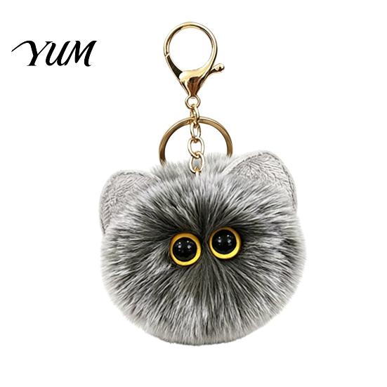 Decorative Plushie Pendant Plush Cat Ball Keychain, Fluffy Kitten Pompom Bag Charm, Keychain with Handbag Decoration Charm Metal Lobster Clasp,