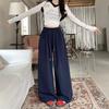 Lazy Drawstring Wide-leg Pants Women's Autumn New High-waisted Straight-leg Pants Loose and Thin Casual Pants