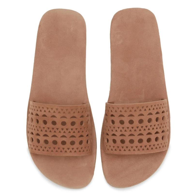 

Производитель 2025 новые однословные тапочки на плоской подошве с вырезами, модные, повседневные и удобные женские туфли с открытым носком 48 коричневый