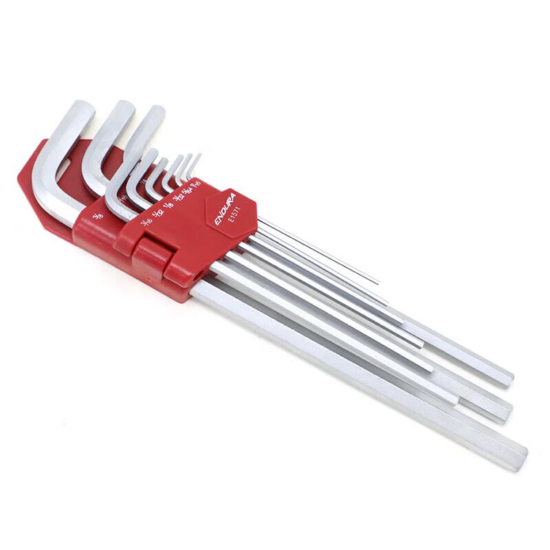 Endura 9-Piece Imperial Extra Long Flat Head Hex Key Set