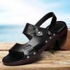Fashion Summer New Men Sandals Black Brown Flat Heels Lightweight and Comfortable Beach Sandals Slippers British Gentlemen Sandals Large