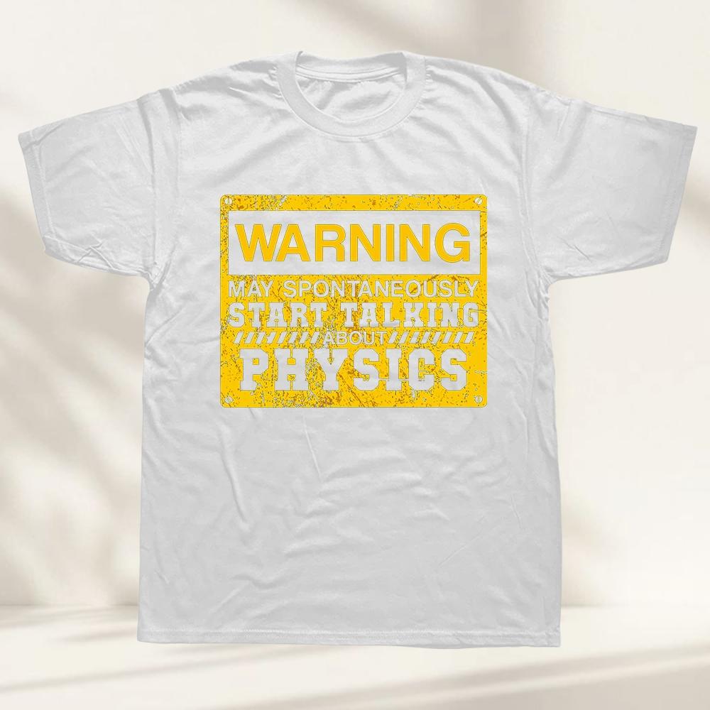 Смешная футболка с предупреждением: Может спонтанно начать говорить о физике, летняя, с графическим принтом, хлопковая, уличная одежда, подарки для физика, футболка для мужчин L