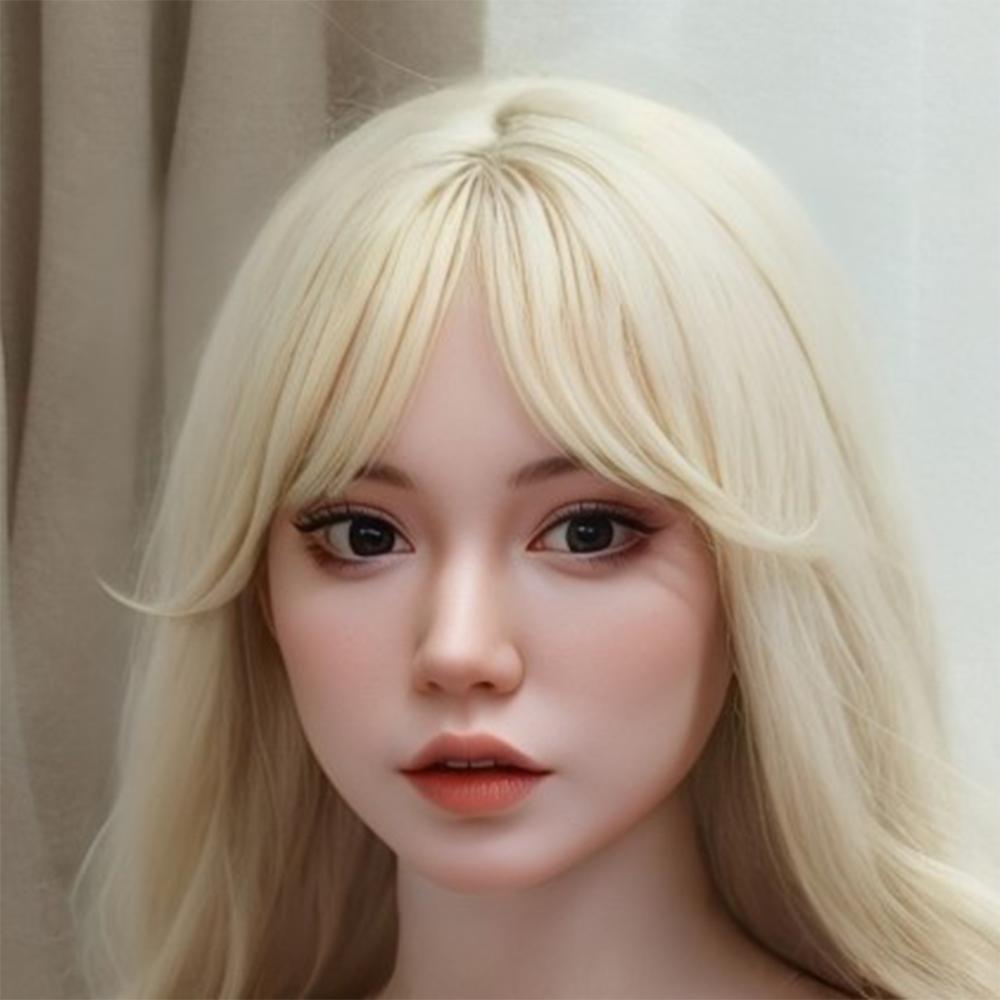 Hode med realistisk oral funksjon 100% silikon Kompatibelt med 130-180cm sexdukker M16 gjengegrensesnitt Parykk & Implant hårvalg 3kg