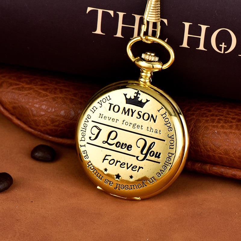 

Гравированные золотые карманные часы - «Моему сыну, навсегда» золотой