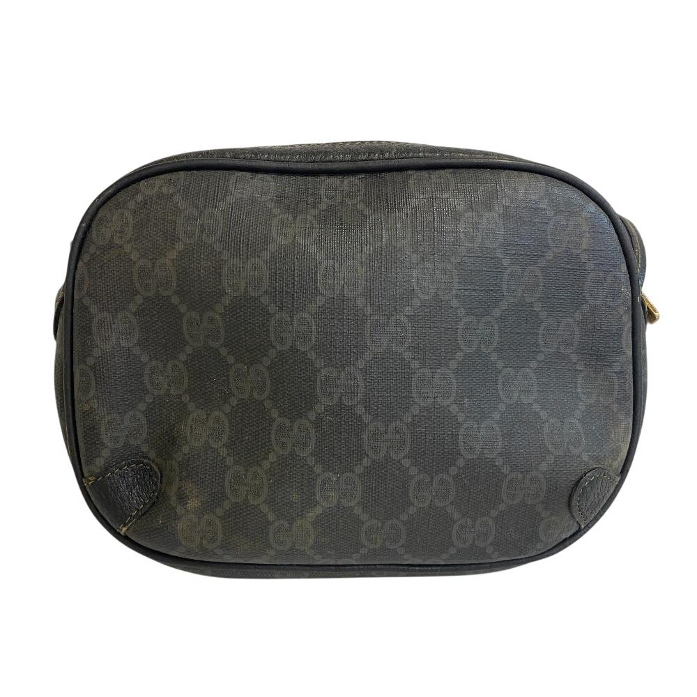 GUCCI 066 Old Gucci pochette Shelly line GG pattern leather Shoulder Bag gray leather Women Used
