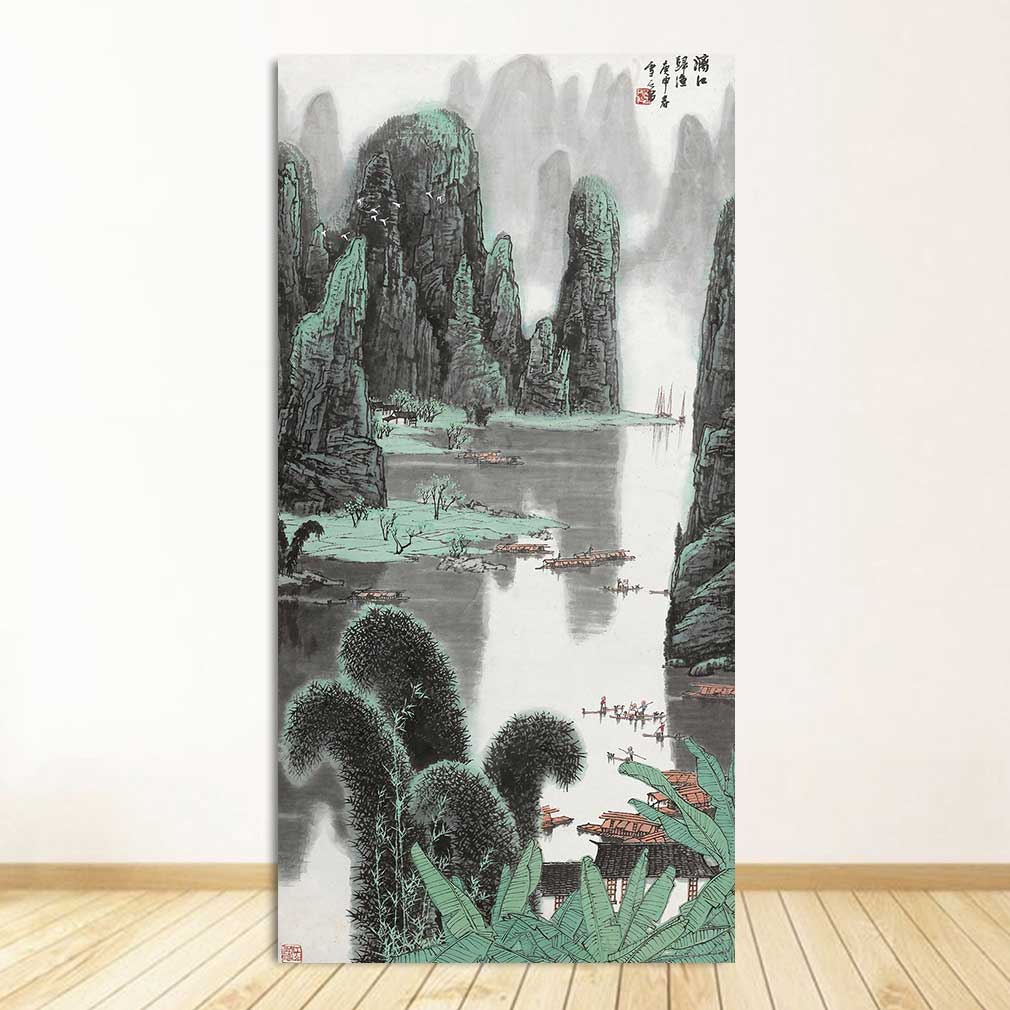 Classic Chinese Ink painting Landscapes Large Size Wall Picture For Living Room Home Decor-7 Huge Size Canvas Print Painting,
