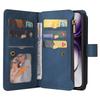 For Oppo Reno12 5G (Global) Zipper Wallet Case with 15 Card Slots and Strap Leather Phone Cover