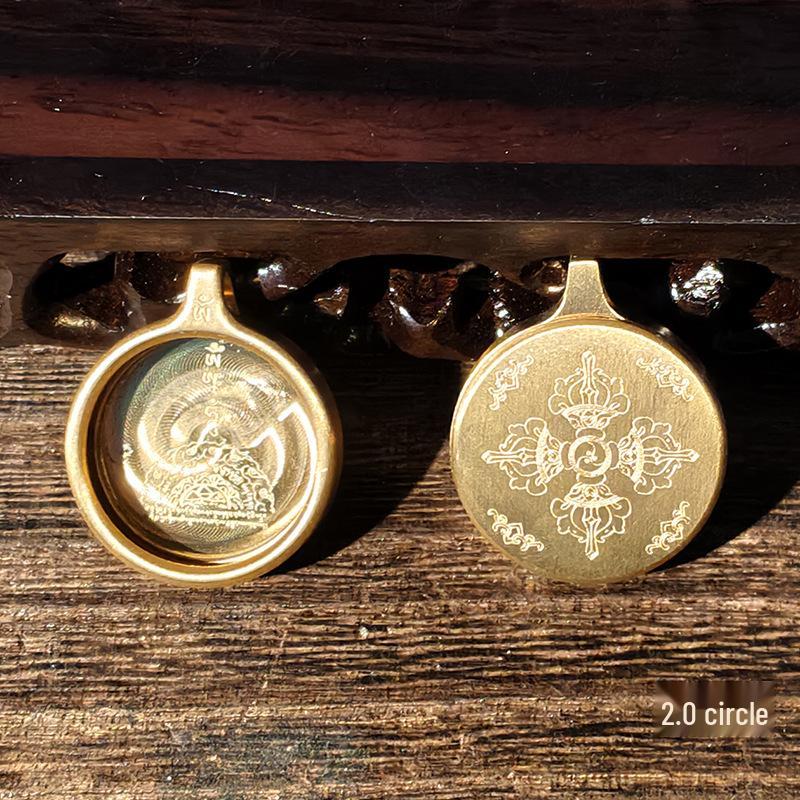 Ciondolo in Acciaio Titanio Thangka Tibetano: Scatola per Gu, Monofacciale/Bifacciale, Oro/Argento, Guscio Amuleto del Buddha Benming