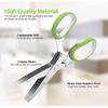 HOMLLY 5 Stainless Steel Blades Herb Scissors (Green) (X2PCS)