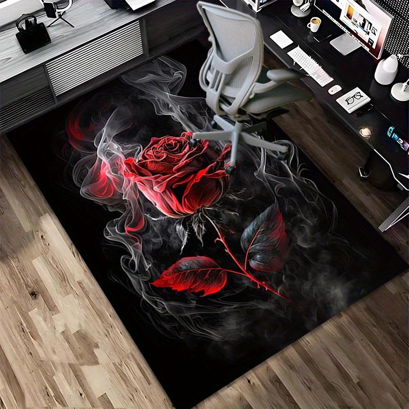 1pc Smoky Rose Themed Rug for Home Decor, Non-slip Office Carpet, Chair Mat, Outdoor Mat, Christmas and Halloween Gifts-0731047