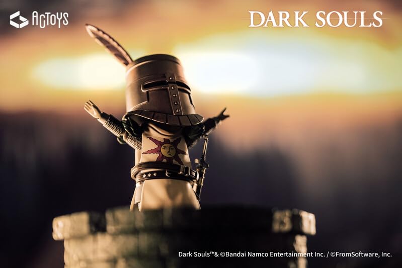 Emu Toys Dark Souls Figura de Ação Deformada Guerreiro da Figura de Ação Solaire, Sol, PVC/ABS Pintado Pré-pintado