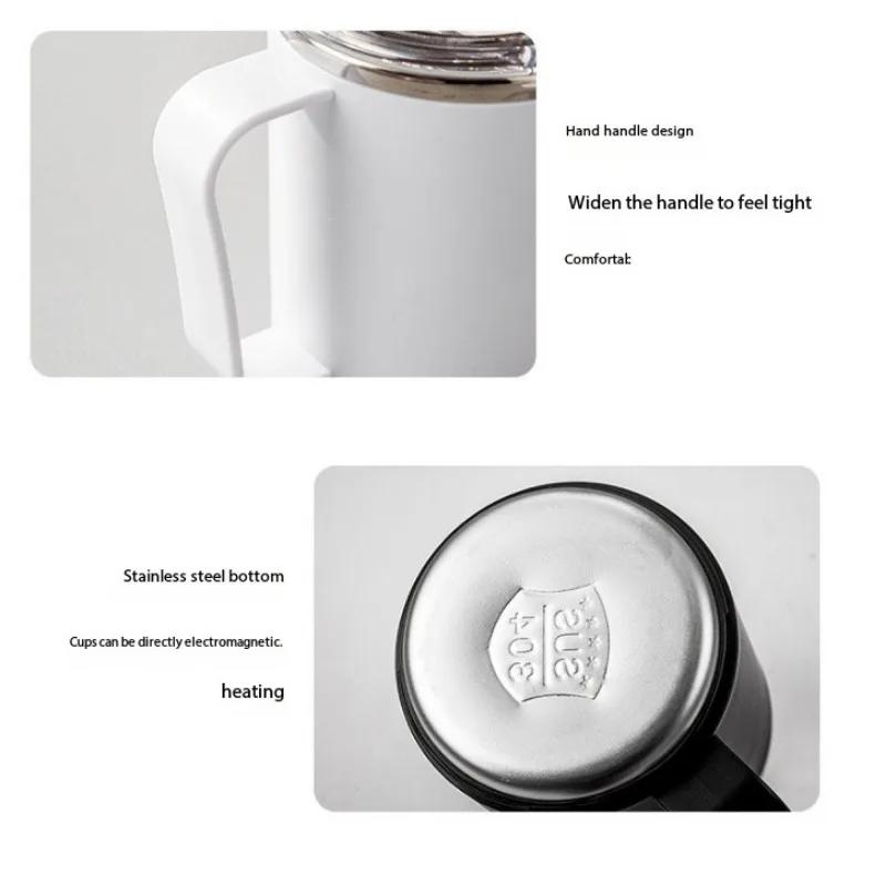 Vacuum Cup Insulated Stainless Steel Coffee Cup Mug Heatable Portable with Lid Handle Home Office Water Cups Drinking Utensils