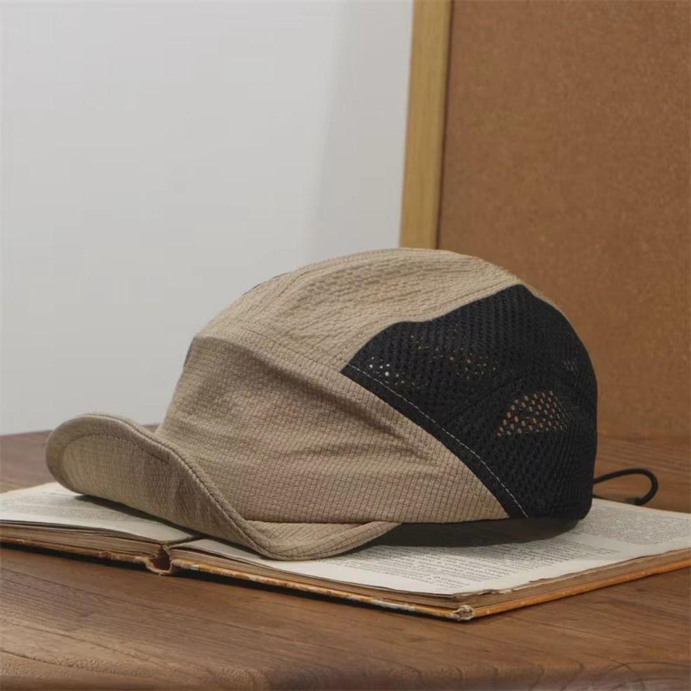 Short Brim Baseball Cap Breathable 5 Panel Hat Japanese Mesh Sun Hat  Camping Fishing