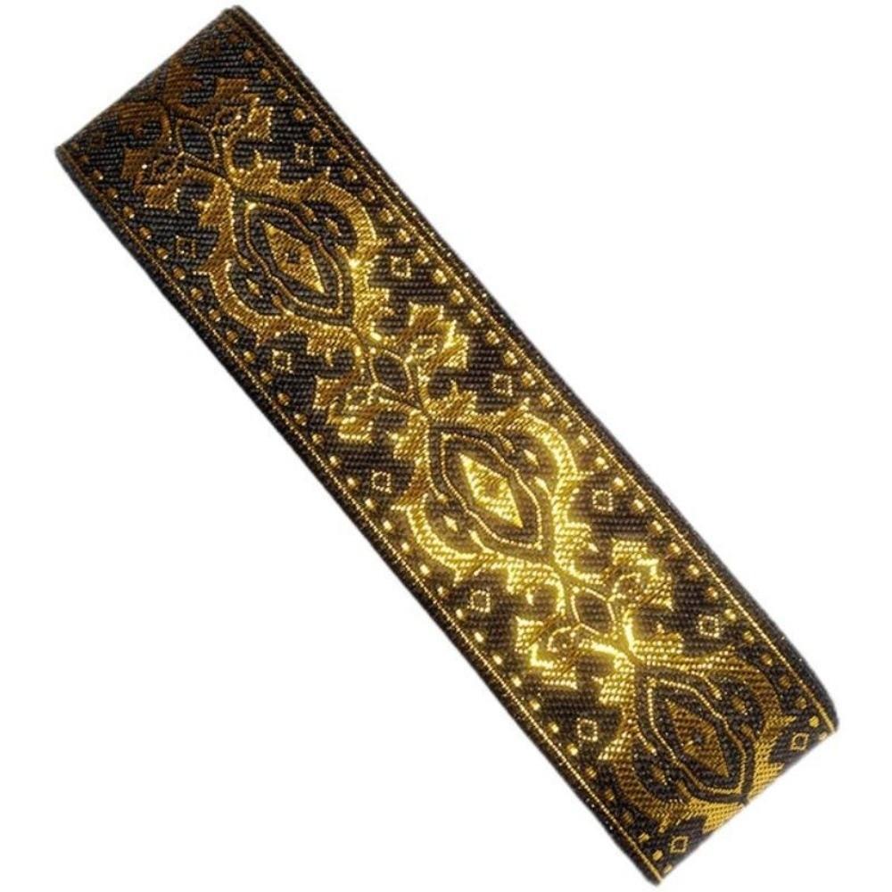 1.3 Inch Wide Jacquard Woven Fabric Ribbon White Black Gold Fringe Trim Gold Glitter Embroidery Ribbon Lace Accessories