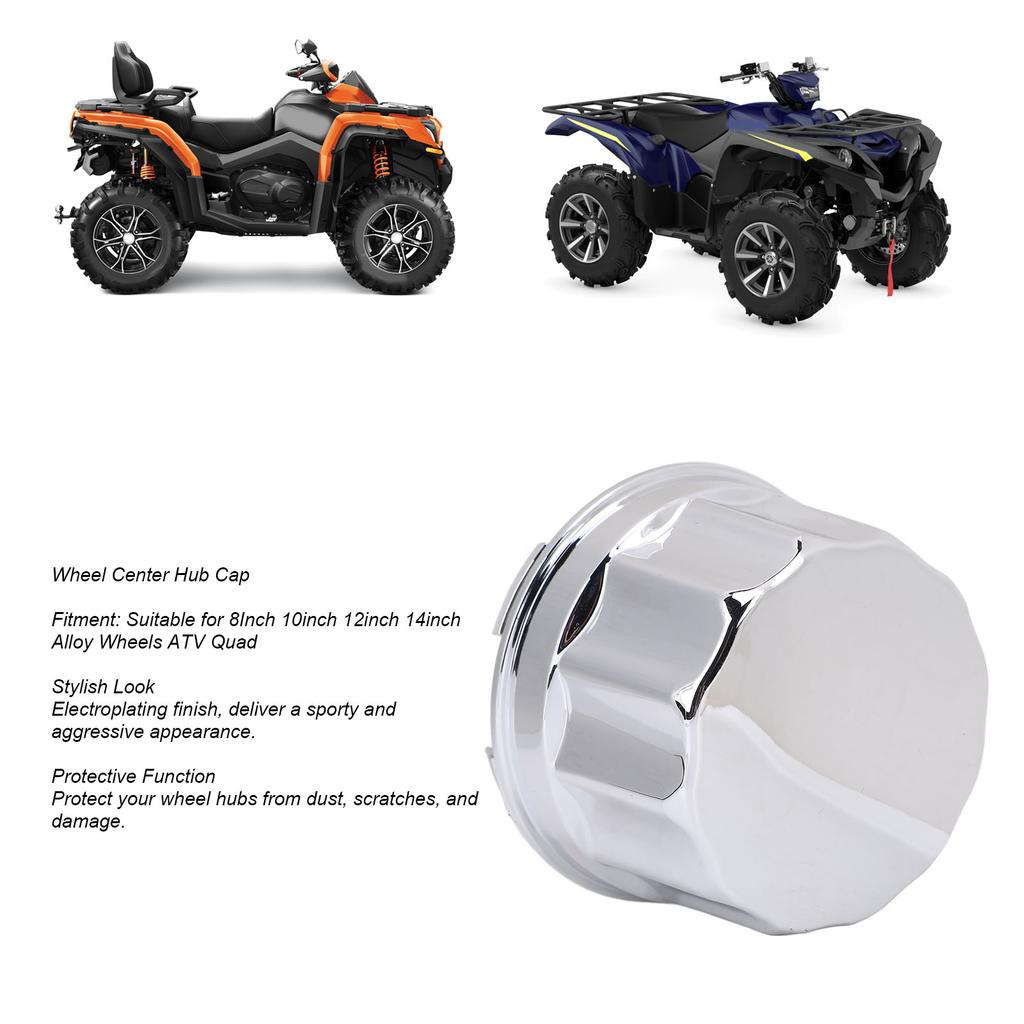 4Pcs ATV Tire Wheel Hub Cap Electroplating Finish Center Wheel Hub Cap Cover for 8Inch 10inch 12inch 14inch Alloy Wheels ATV Quad