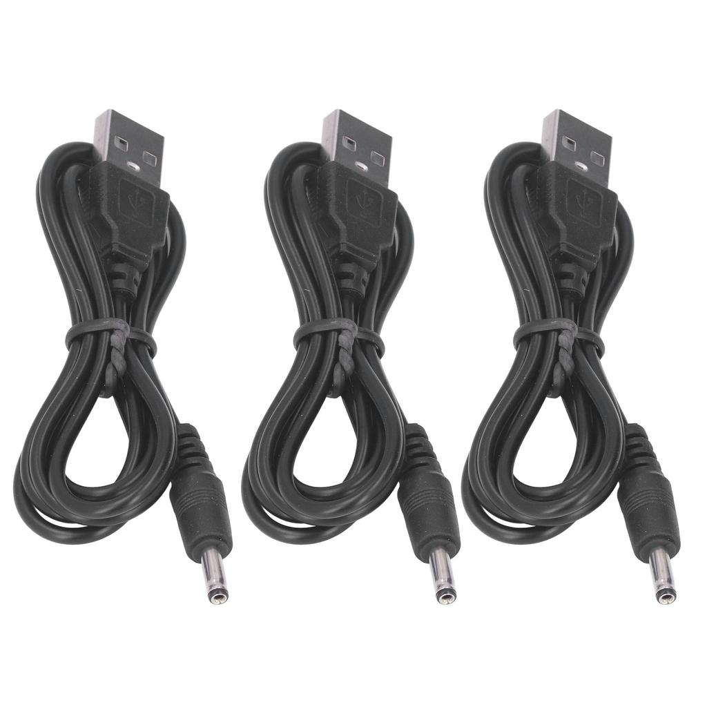 3Pcs USB Power Cord 3.5x1.35mm Jack Charging Cable Wire Line DC 5V for Fan Phone Speaker