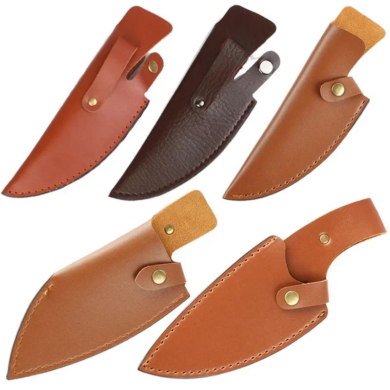 Knife Sheath Kitchen Knife PU Sheath With Belt Loop Pocket Multi-Function Tool Portable Knife Protective Cover Leather Sheath