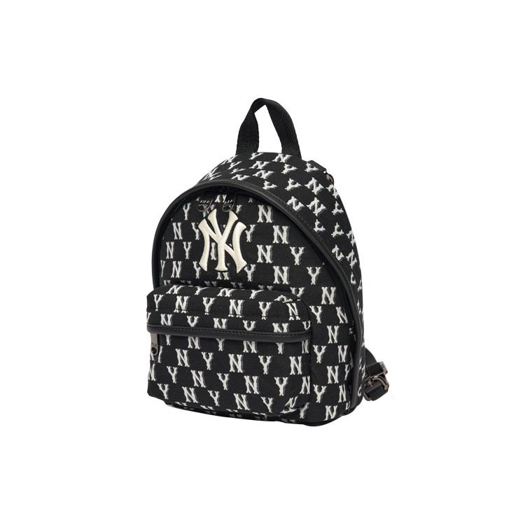 New MLB Monogram Collection Polyester Backpack Small Size Unisex Black 3ABKS012N-50BKS