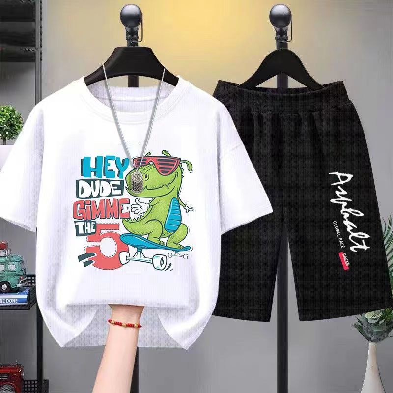 Summer Baby Girls Clothes Set Children Boy Dinosaur Printed T-shirts and Shorts 2pcs Suit Casual Top Bottom Outfits Tracksuits