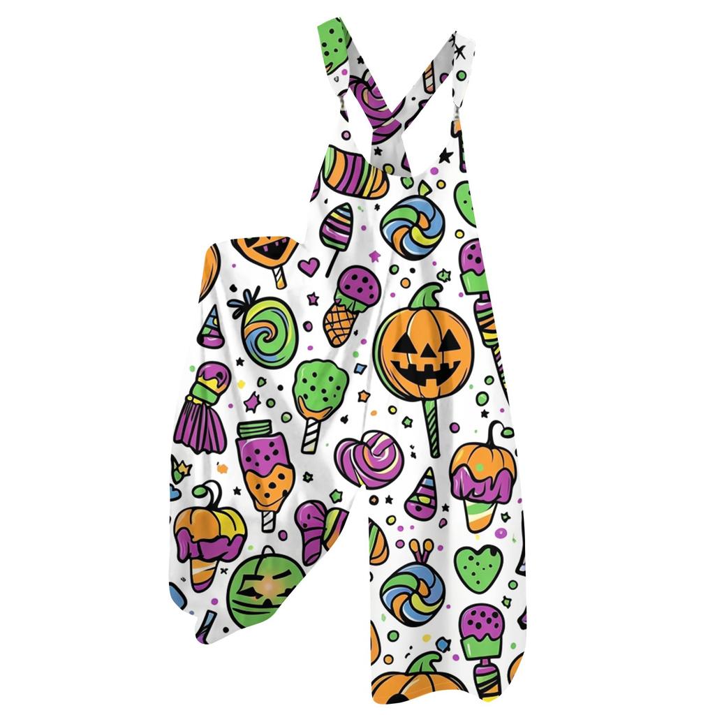 Damesommeroveraller Blomstertrykk Vintage Jumpsuit (Ikke-justerbare stropper)