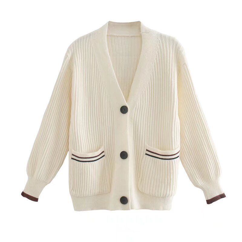 And Winter New Arrivals Women's Clothing Zr European and American Style Fashionable Versatile Loose Long-Sleeved Slimming Sweater Cardigan Jacket