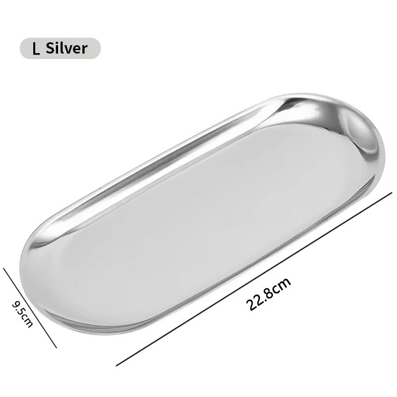 Nordic Gold Oval Plate Jewelry Box Key Tray Stainless Steel Metal Multi-functional Creative Fruit Dried Fruit Storage Tray