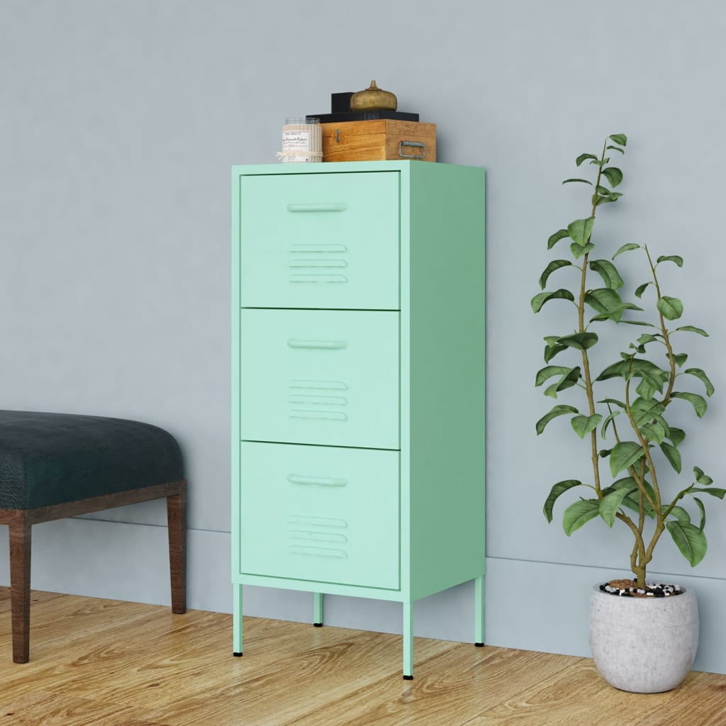Storage Cabinet Mint Green 42.5 x 35 x 101.5 cm Steel