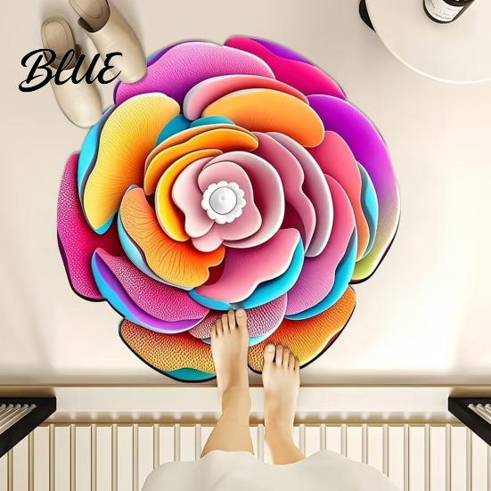 Realistic Decorative Rug Shape Entrance Absorbent Non-Slip Bath Mat 3D Flower Floor Three-dimensional for Living