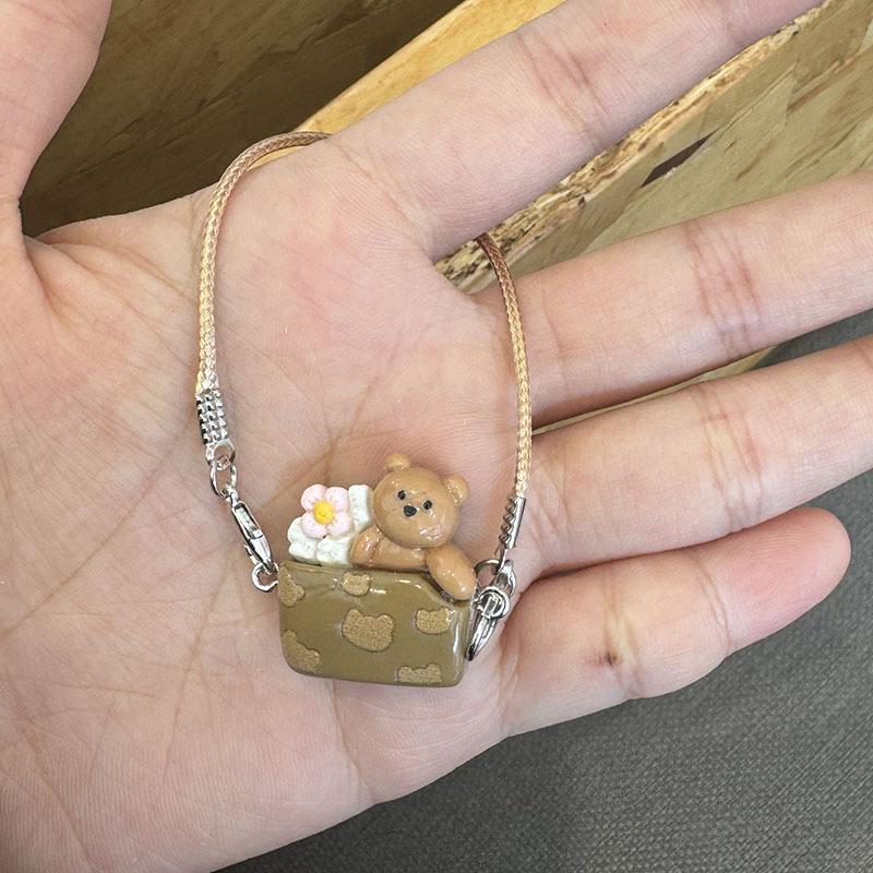 Cute Cartoon Animal Box Doll Keychain: Resin Food Toy Pendant for Bags, DIY Decoration, Girly Gift