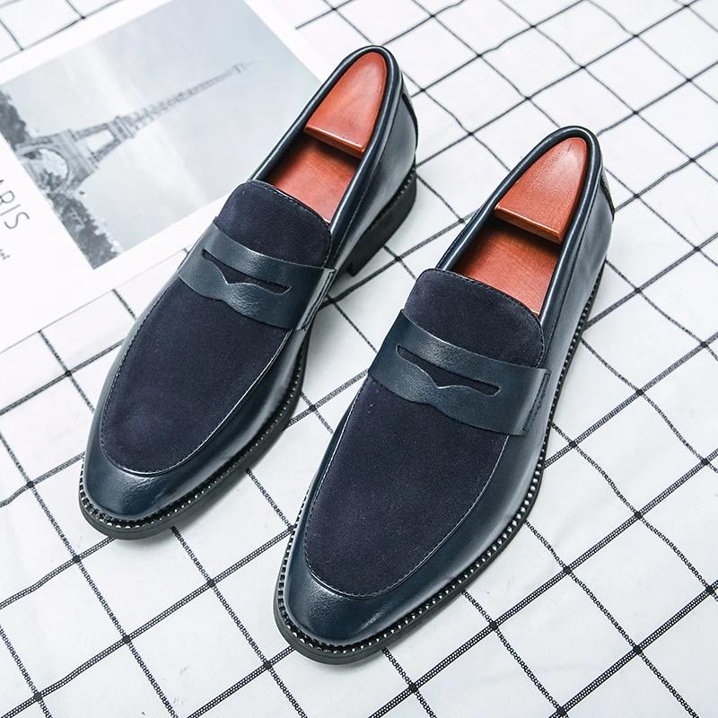 Fashion Spring Comfortable Fashion Casual Male Footwear Men for Wedding Shoes Suede Patchwork Leather Fashionable Loafers Casual Shoes