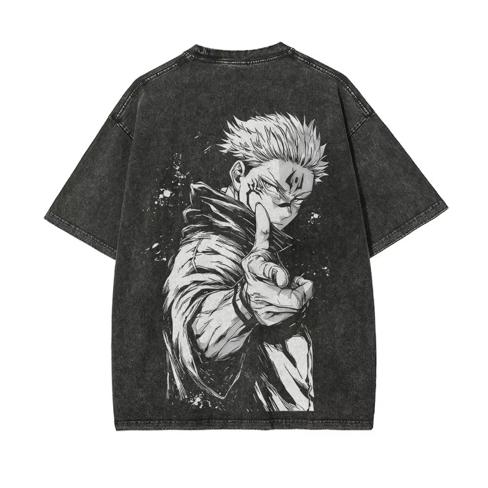 Jujutsu Kaisen Ryomen Sukuna T-Shirt Herren Yuji Itadori Grafik-T-Shirt Vintage Gewaschen Polyester Anime Streetwear Kleidung 2026 Sommer