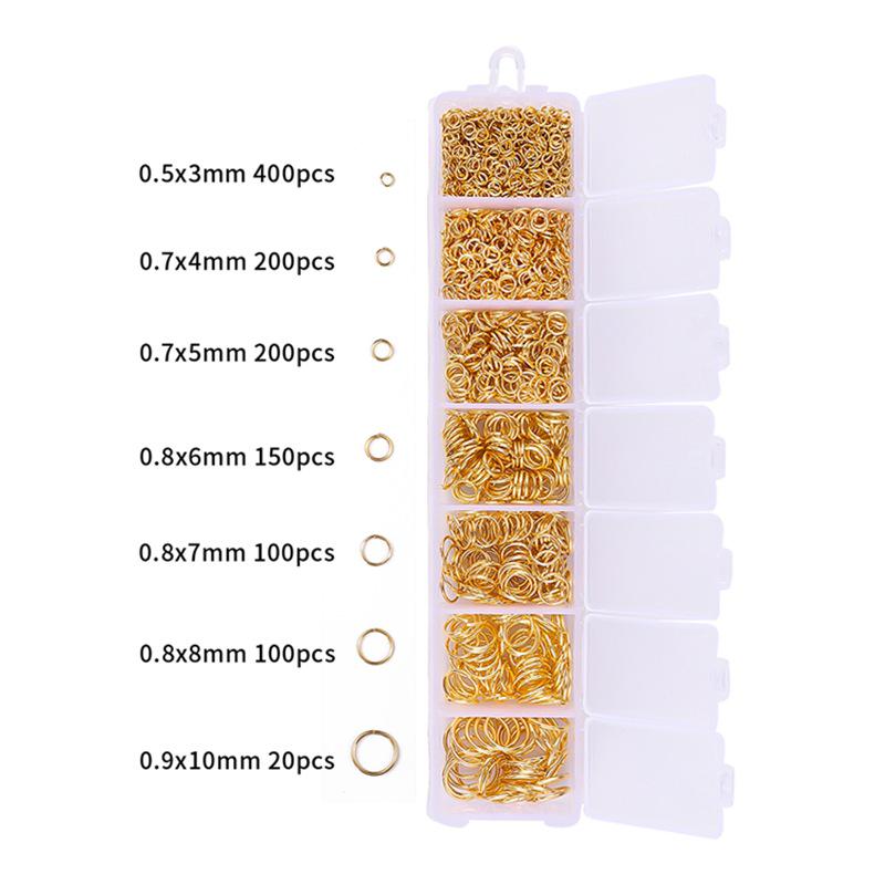 Zestaw do tworzenia biżuterii DIY: Pudełko 7-przegródkowe z zapięciami typu karabińczyk ze stopu, szpilkami w kształcie 9 i haczykami do uszu