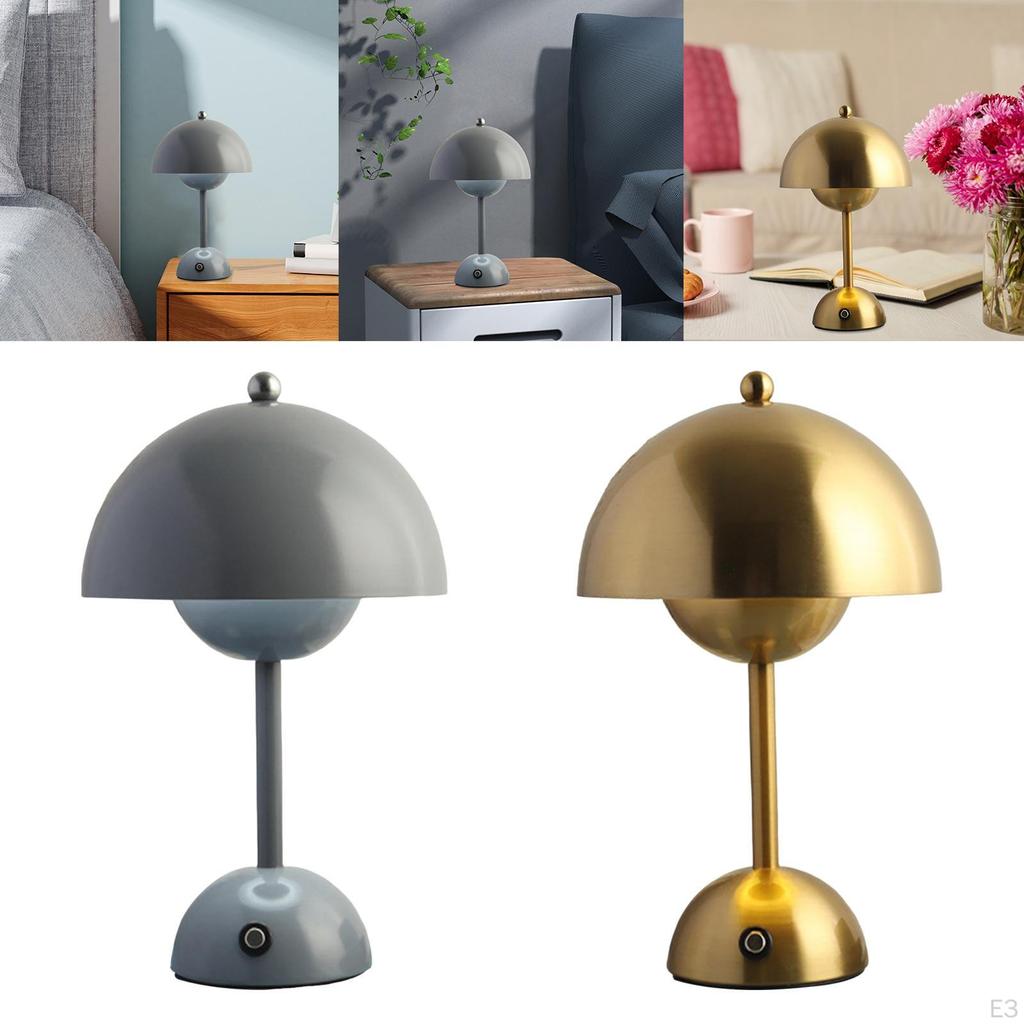 USB Rechargeable Mushroom Bud Table Lamp LED Ornament Metal for Home Office