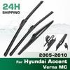 For Hyundai Accent Verna MC 2005-2010 2006 2007 Wiper Front & Rear Wiper Blades Windshield Windscreen Window Brushes 22"+16"+14