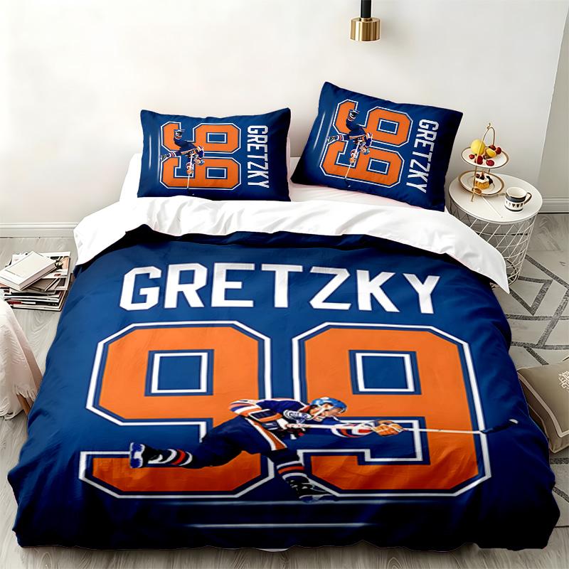 Edmonton Oilers 3pc Set Perfect for Bedroom Use Comfortable Bedding Set Includes a Duvet Cover and Two Pillowcases Ideal Birthday or Christmas Gift